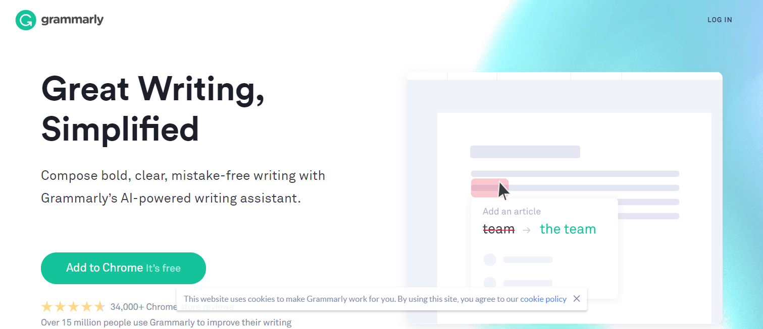 grammarly writing assistant website screenshot