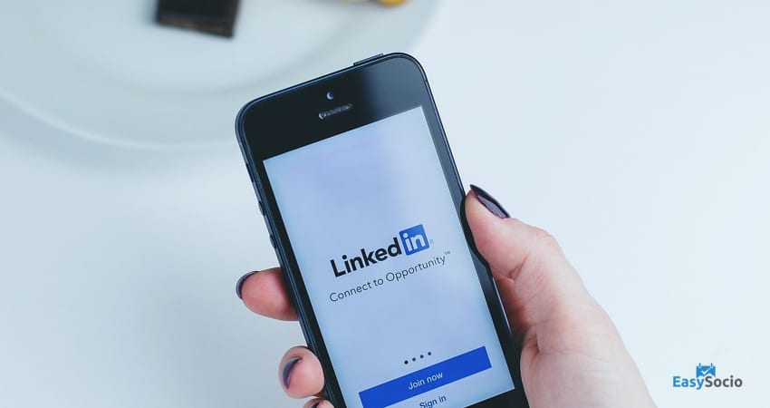 mobile with linkedin logo